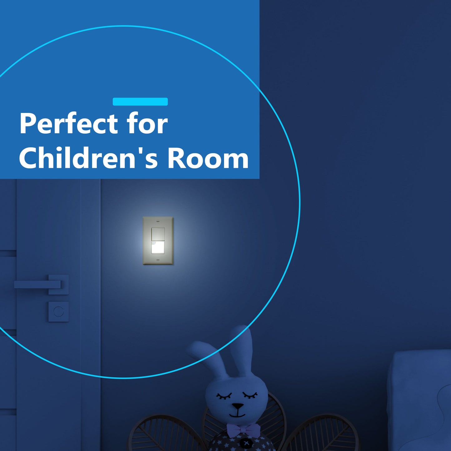 Decorator Guide Light Paddle Switch with Daylight Sensor, 3-Way or Single-Pole Light Switch, LED Guide Light, Wall Plate Included