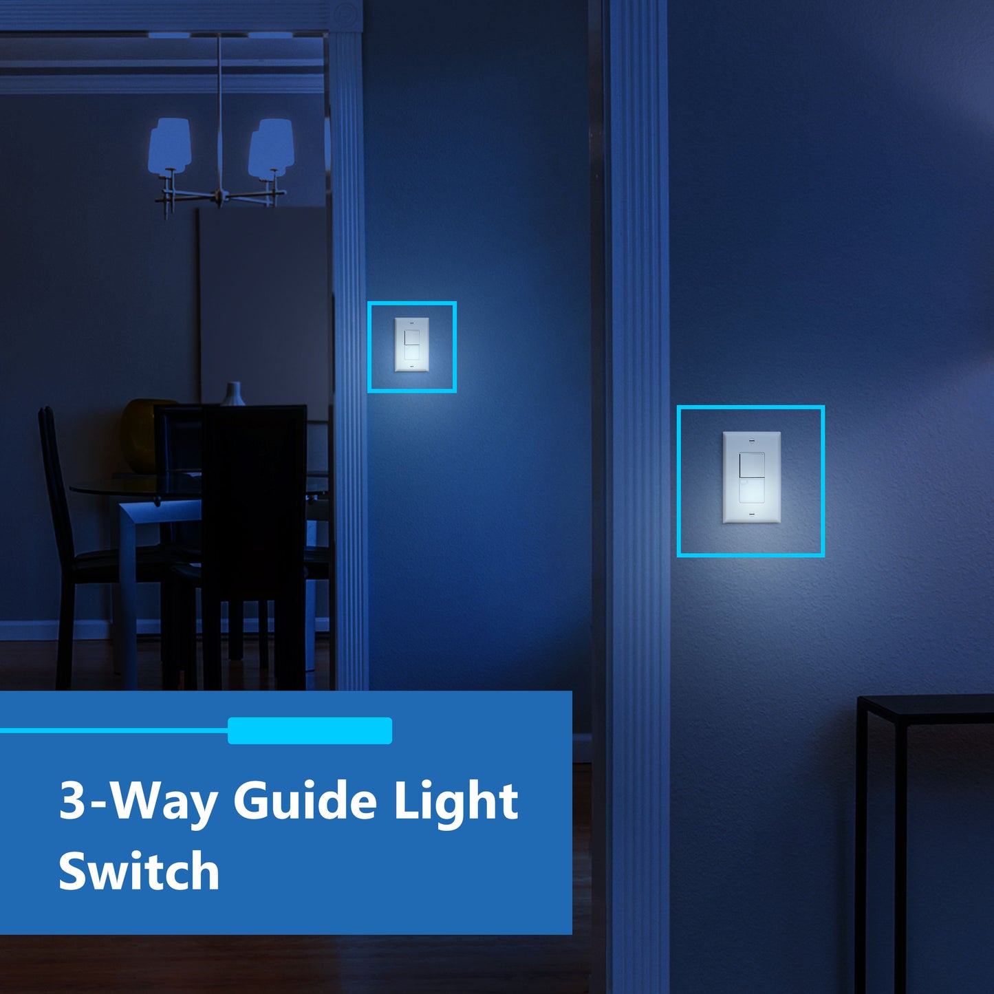Decorator Guide Light Paddle Switch with Daylight Sensor, 3-Way or Single-Pole Light Switch, LED Guide Light, Wall Plate Included