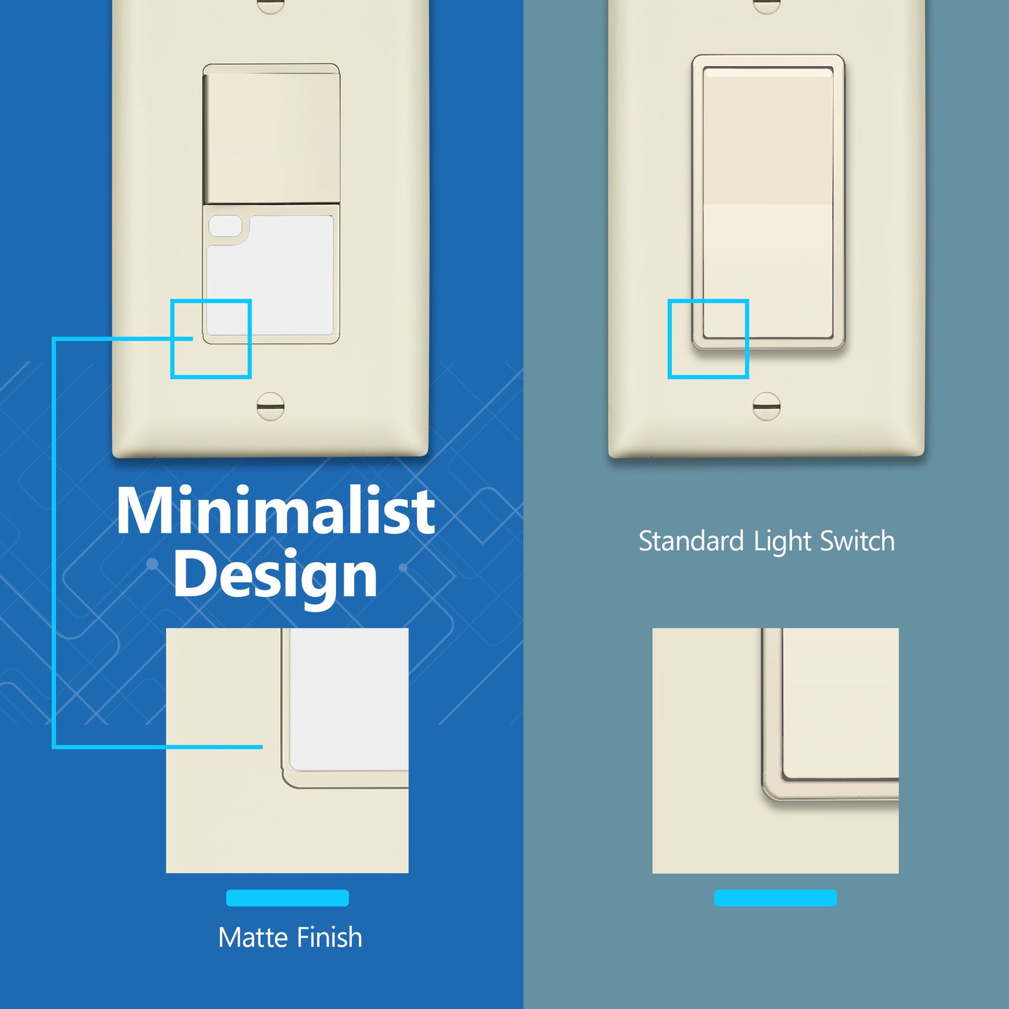 Decorator Guide Light Paddle Switch with Daylight Sensor, 3-Way or Single-Pole Light Switch, LED Guide Light, Wall Plate Included