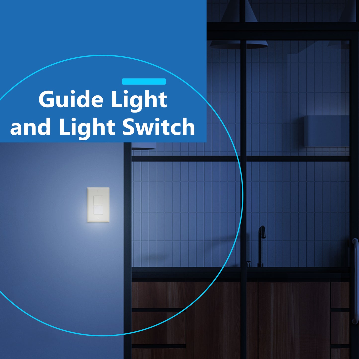 Decorator Guide Light Paddle Switch with Daylight Sensor, 3-Way or Single-Pole Light Switch, LED Guide Light, Wall Plate Included