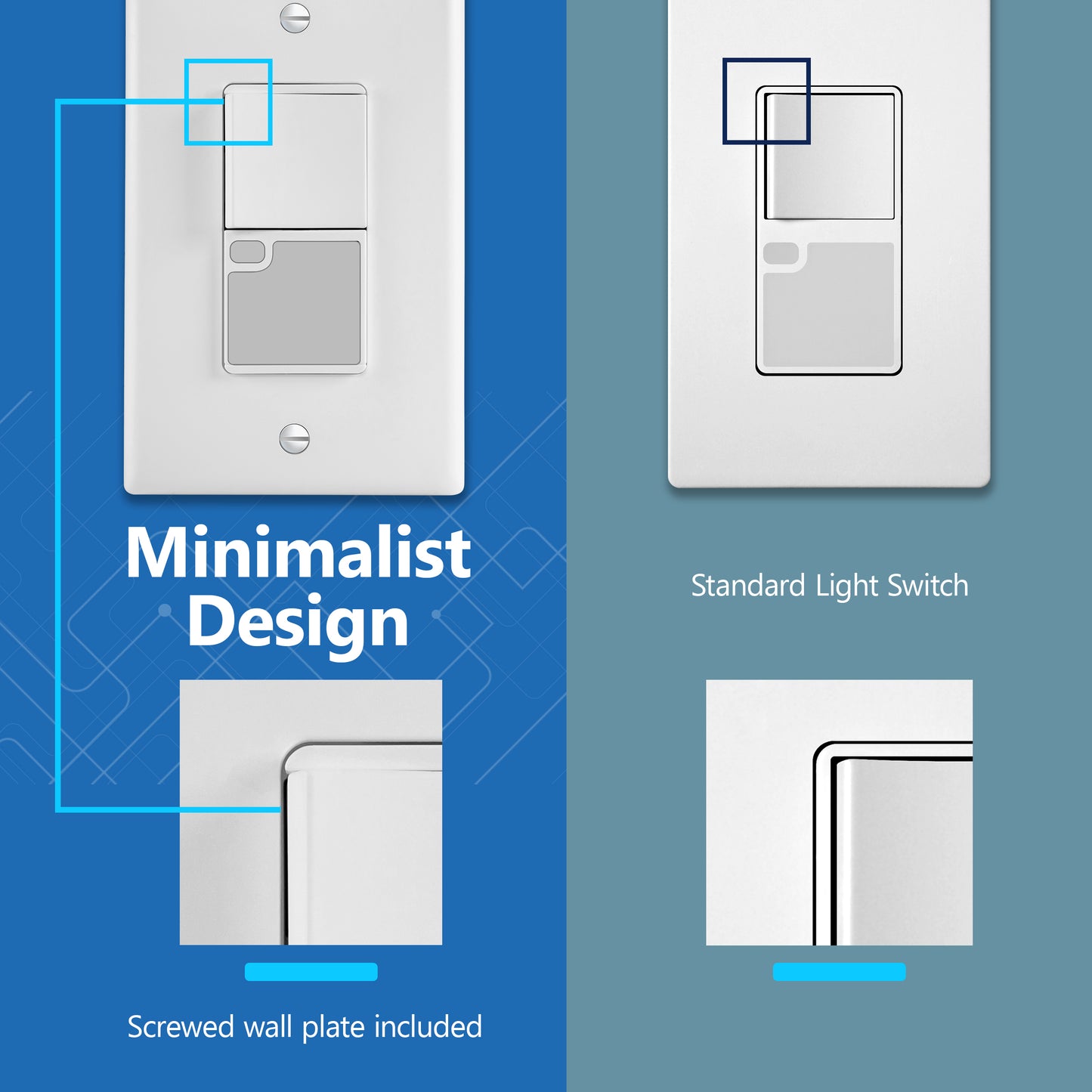 Decorator Guide Light Paddle Switch with Daylight Sensor, 3-Way or Single-Pole Light Switch, LED Guide Light, Wall Plate Included