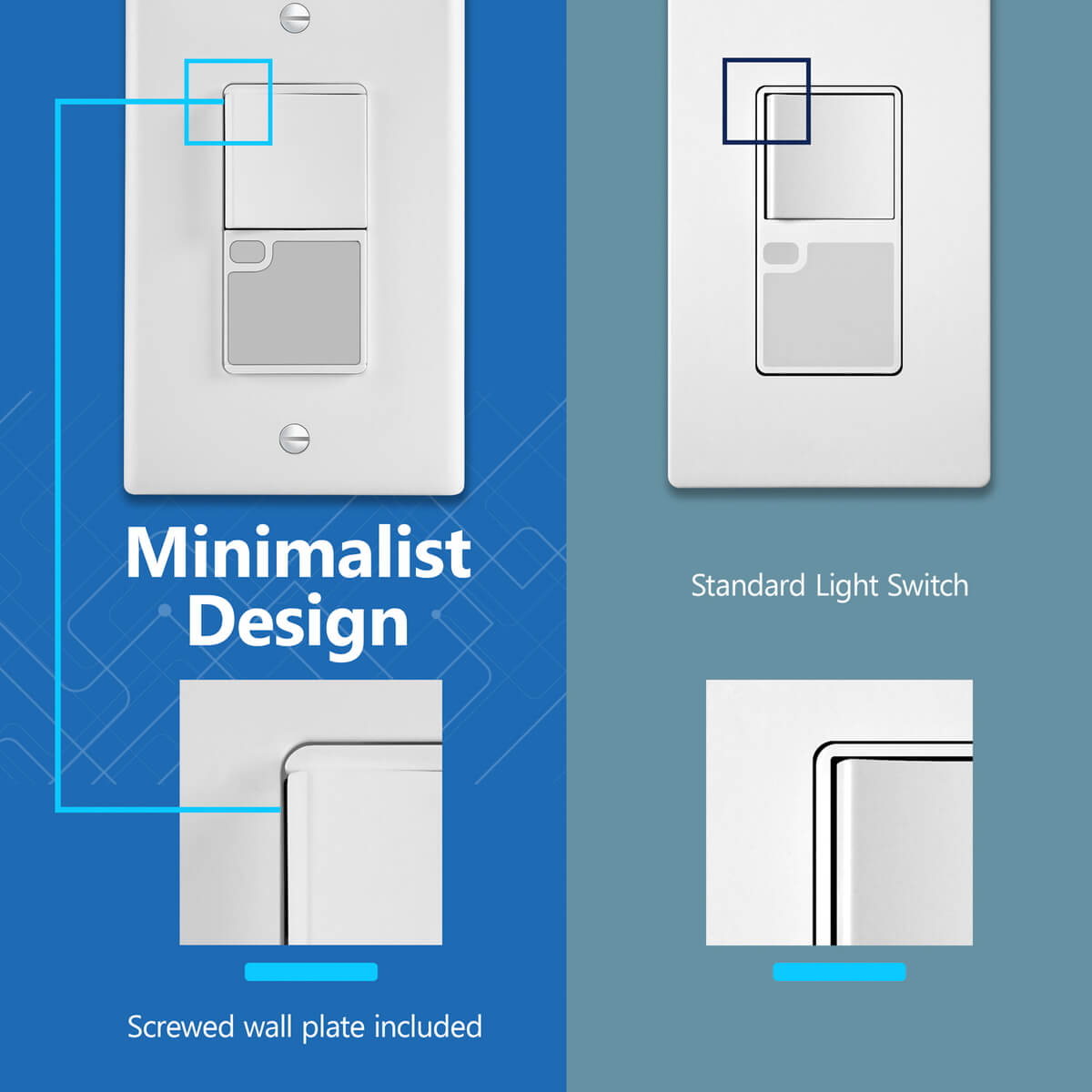 Decorator Guide Light Paddle Switch with Daylight Sensor, 3-Way or Single-Pole Light Switch, LED Guide Light, Wall Plate Included