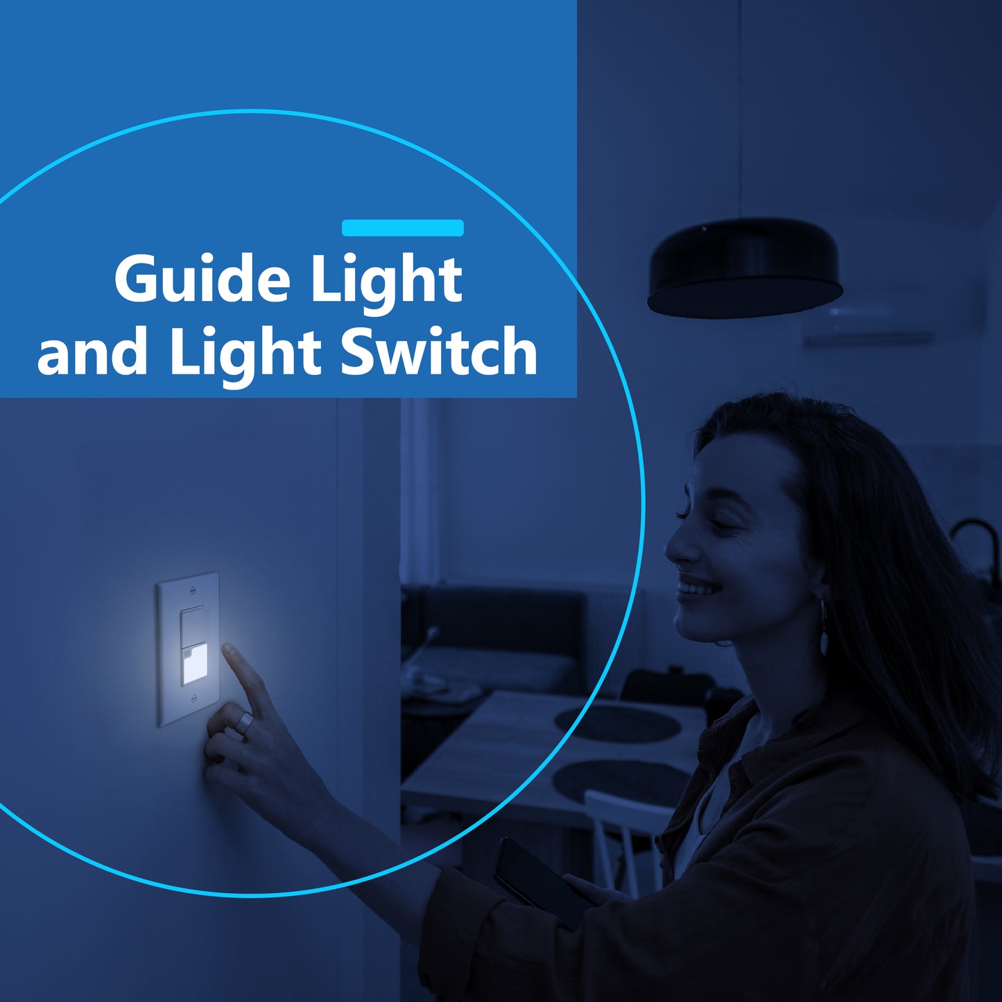 Decorator Guide Light Paddle Switch with Daylight Sensor, 3-Way or Single-Pole Light Switch, LED Guide Light, Wall Plate Included