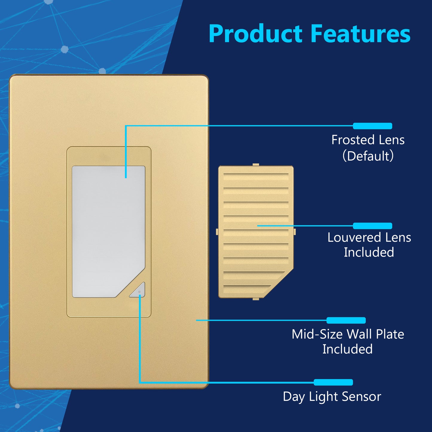 Decorator Full Face LED Guide Light with Daylight Sensor, Automatic Night Light, Wall Plate Included