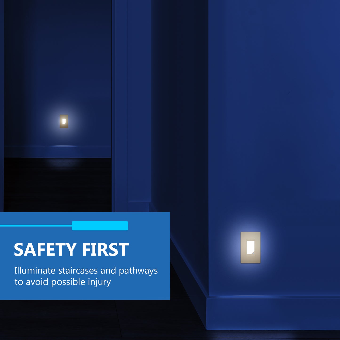 Decorator Full Face LED Guide Light with Daylight Sensor, Automatic Night Light, Wall Plate Included