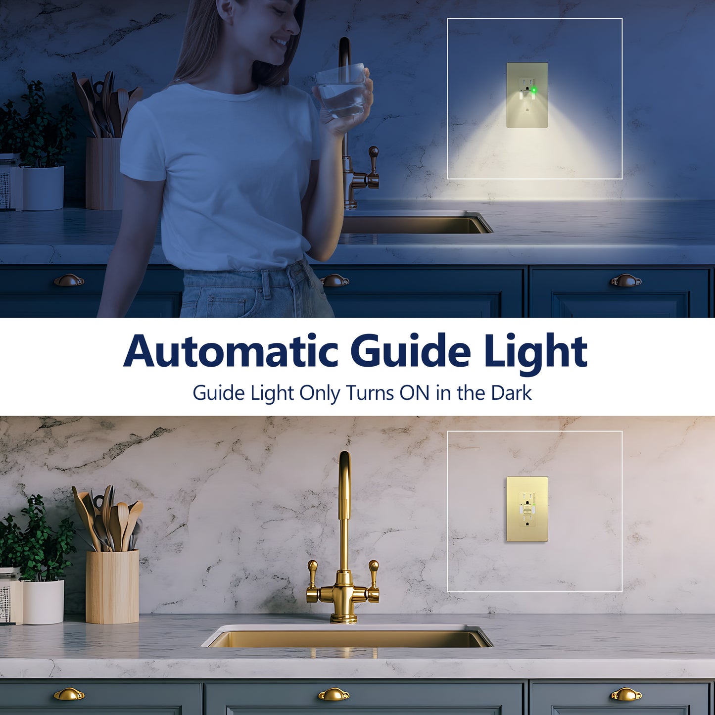 Self-Test GFCI Outlet with LED Night Light
