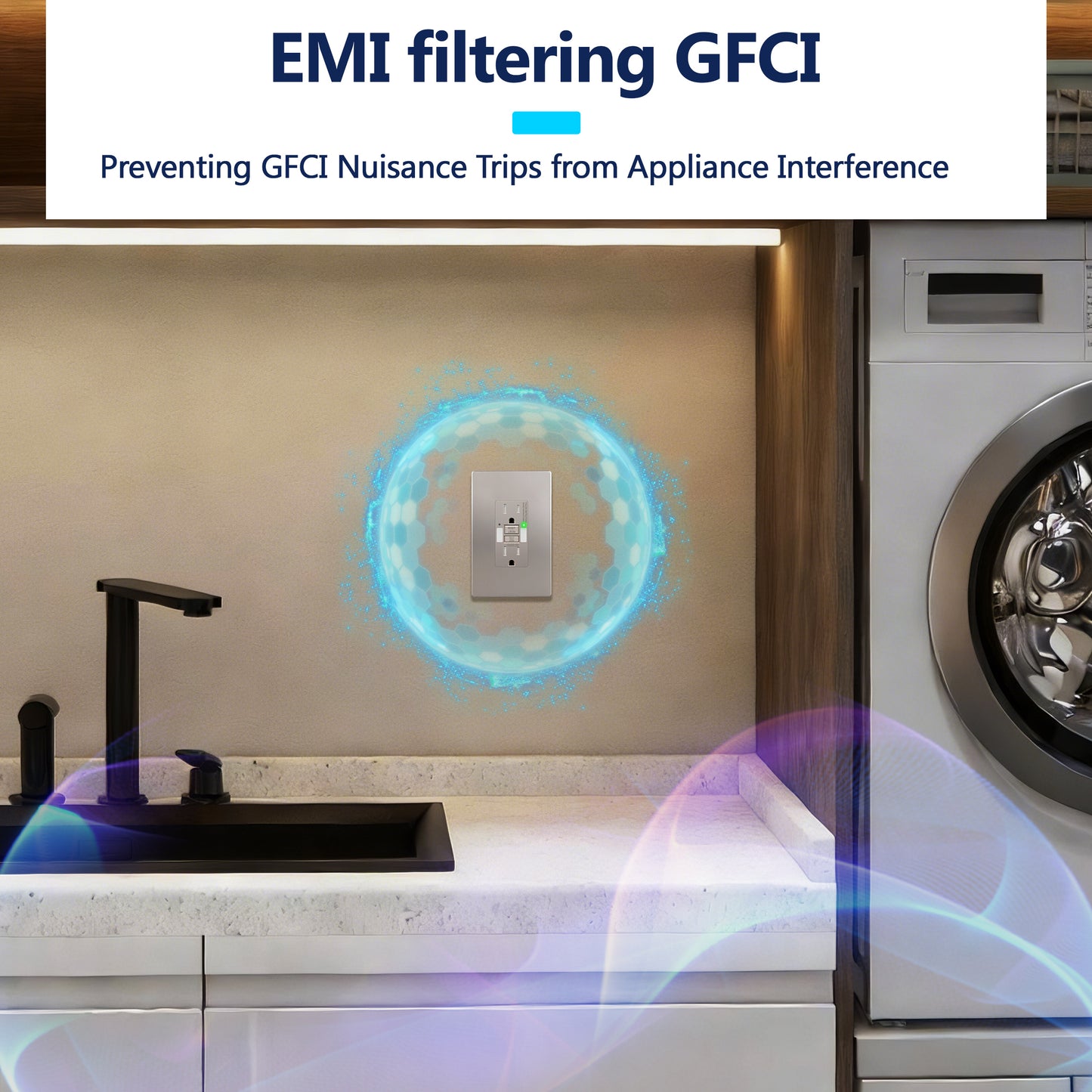 Self-Test GFCI Outlet with LED Night Light