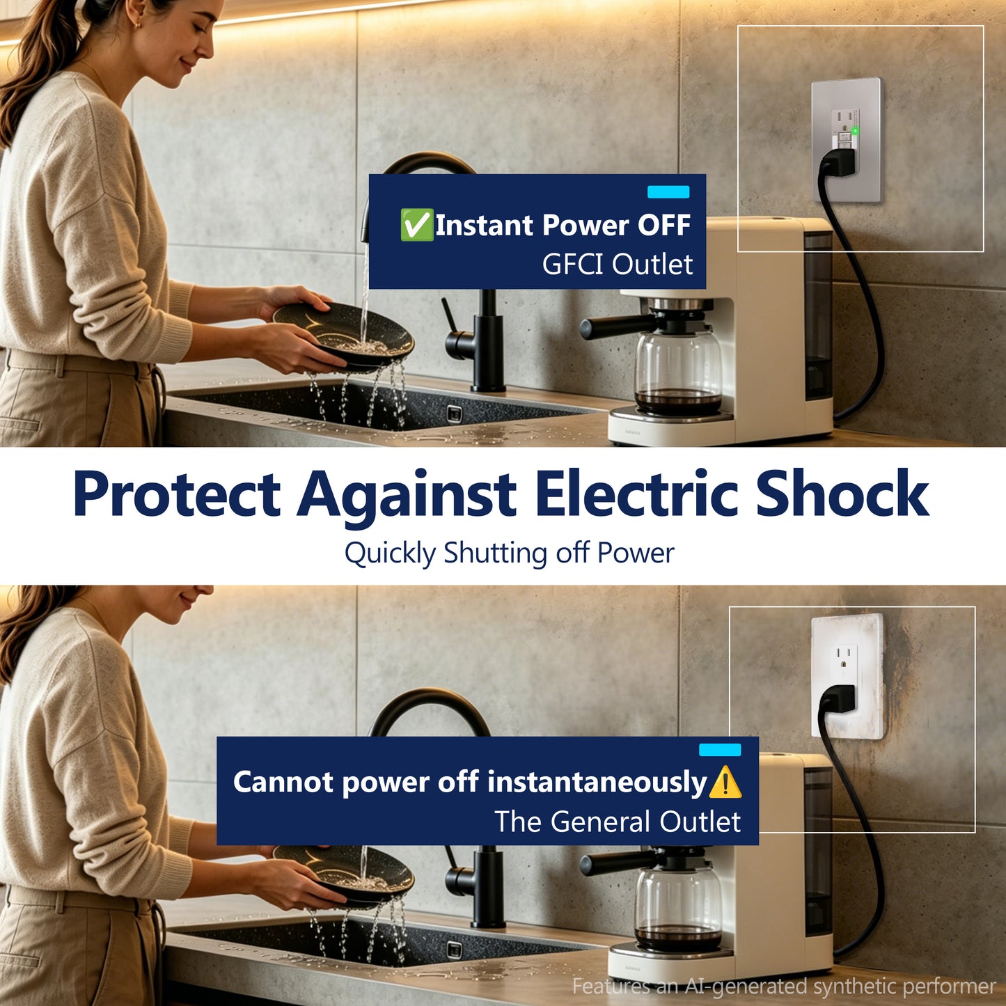 Self-Test GFCI Outlet with LED Night Light
