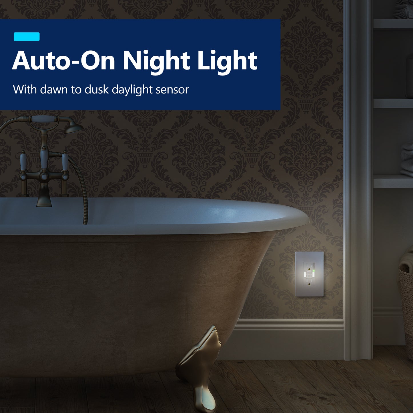 Self-Test GFCI Outlet with LED Night Light