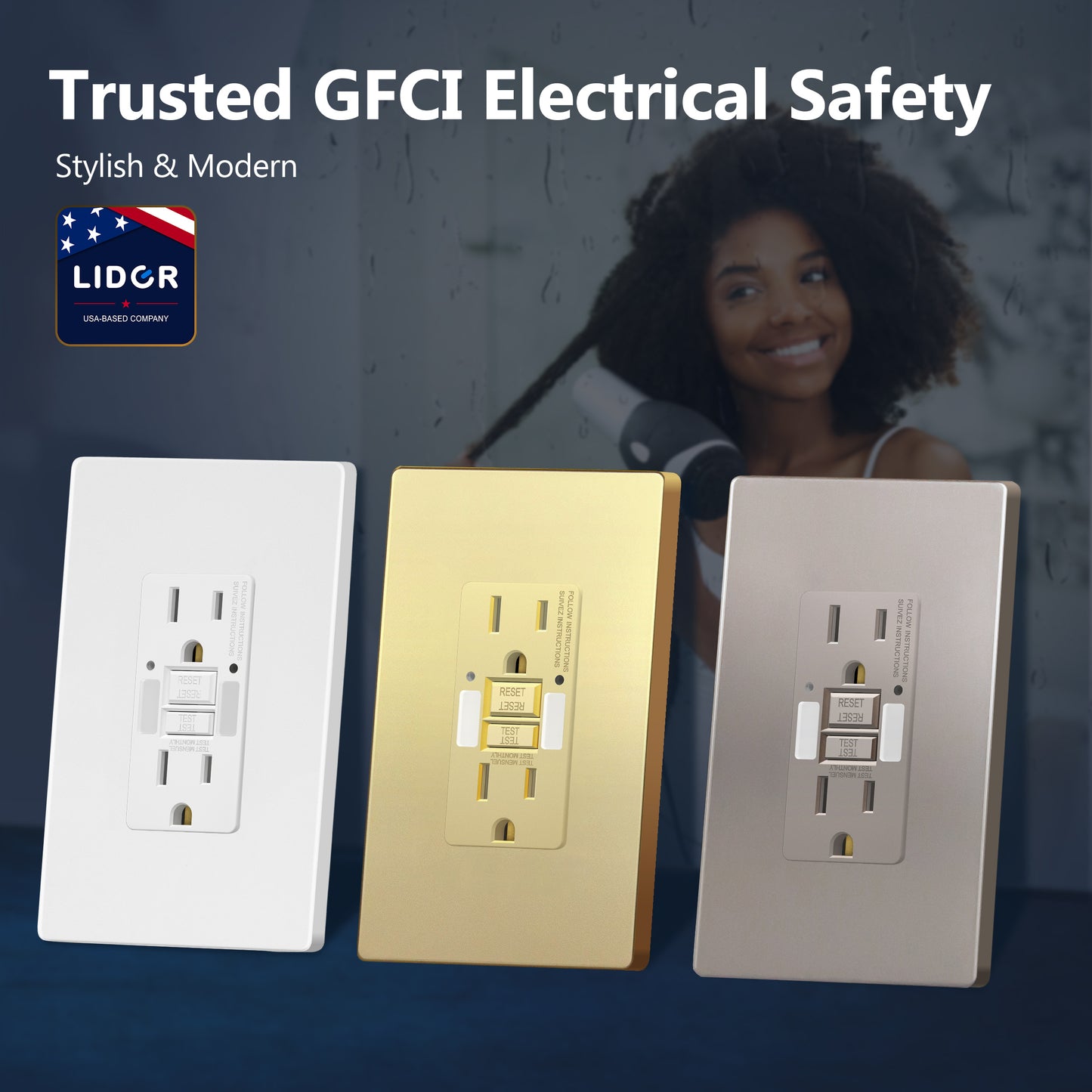 Self-Test GFCI Outlet with LED Night Light