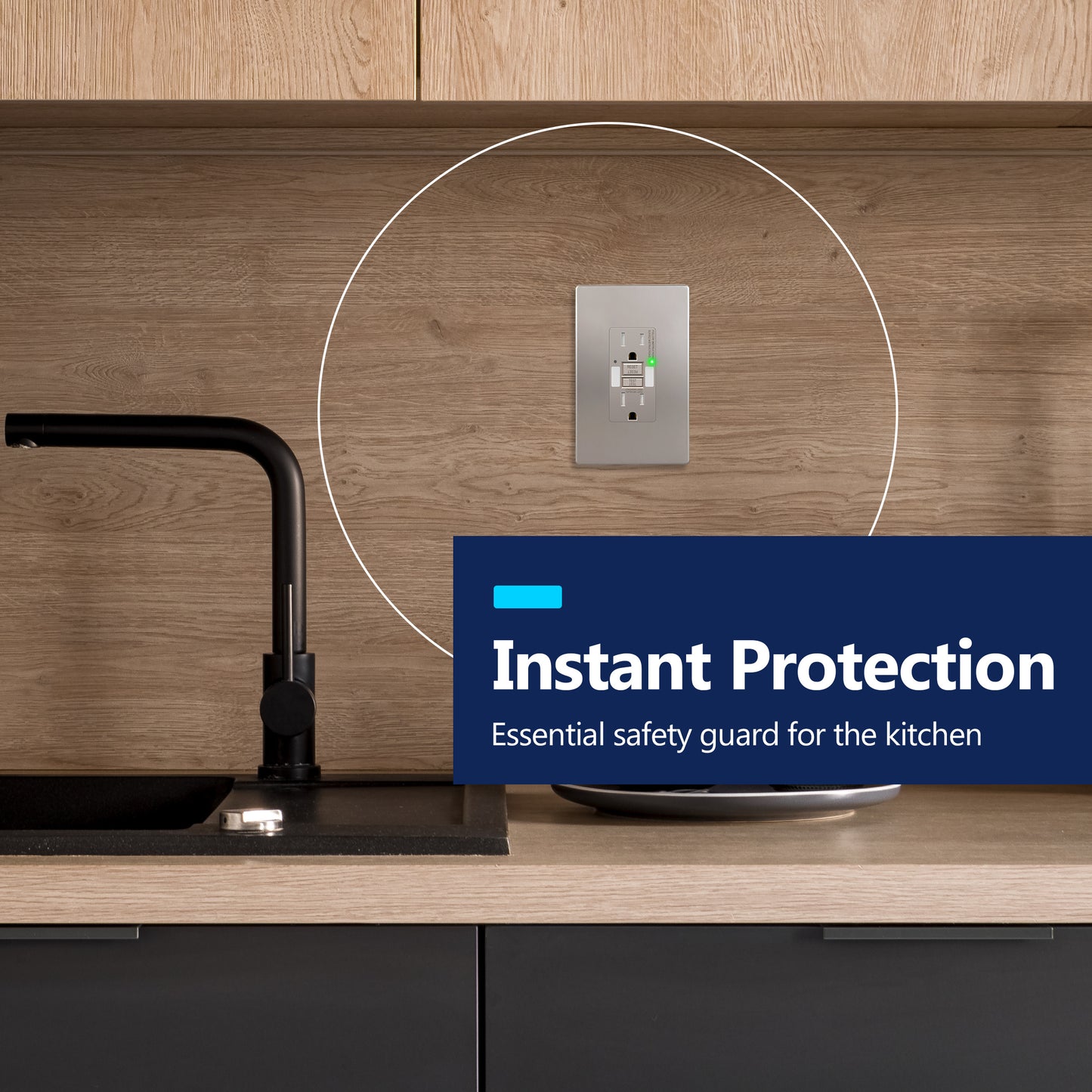 Self-Test GFCI Outlet with LED Night Light