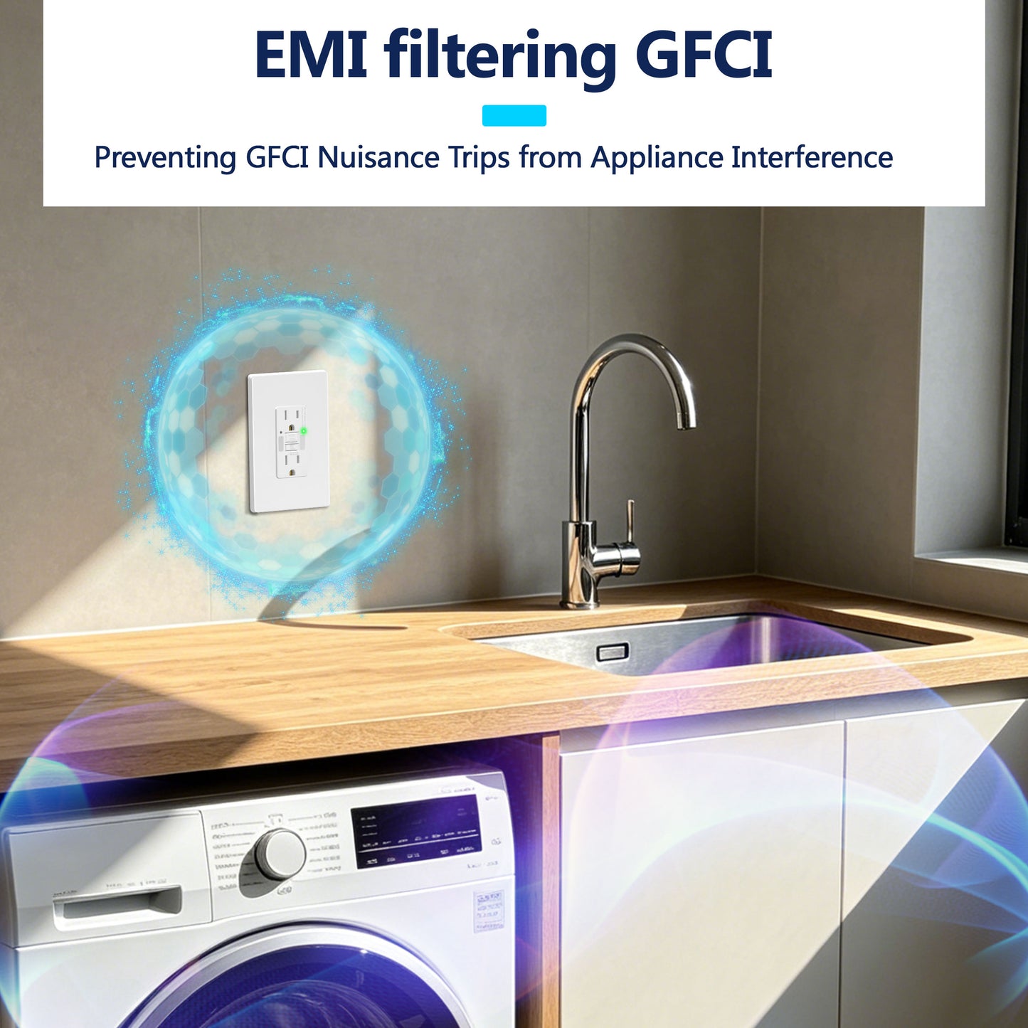 Self-Test GFCI Outlet with LED Night Light