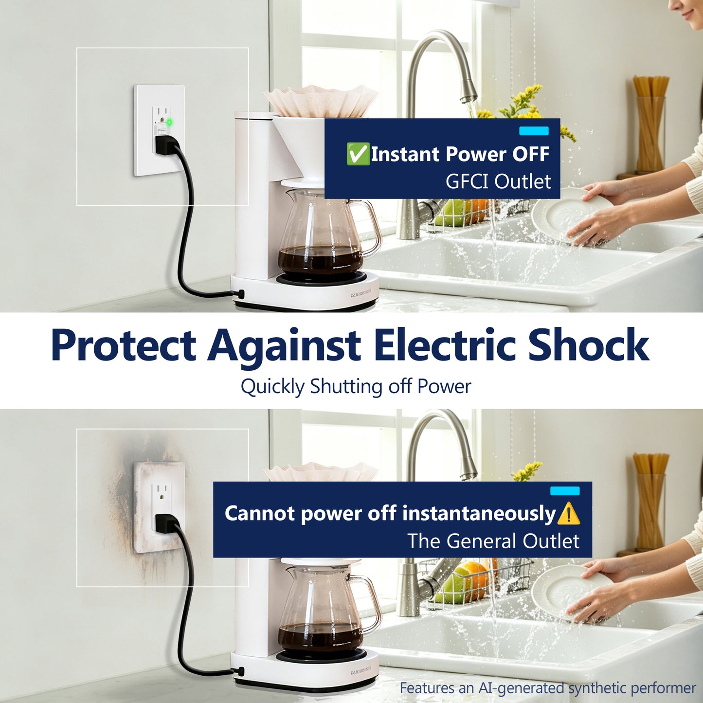 Self-Test GFCI Outlet with LED Night Light