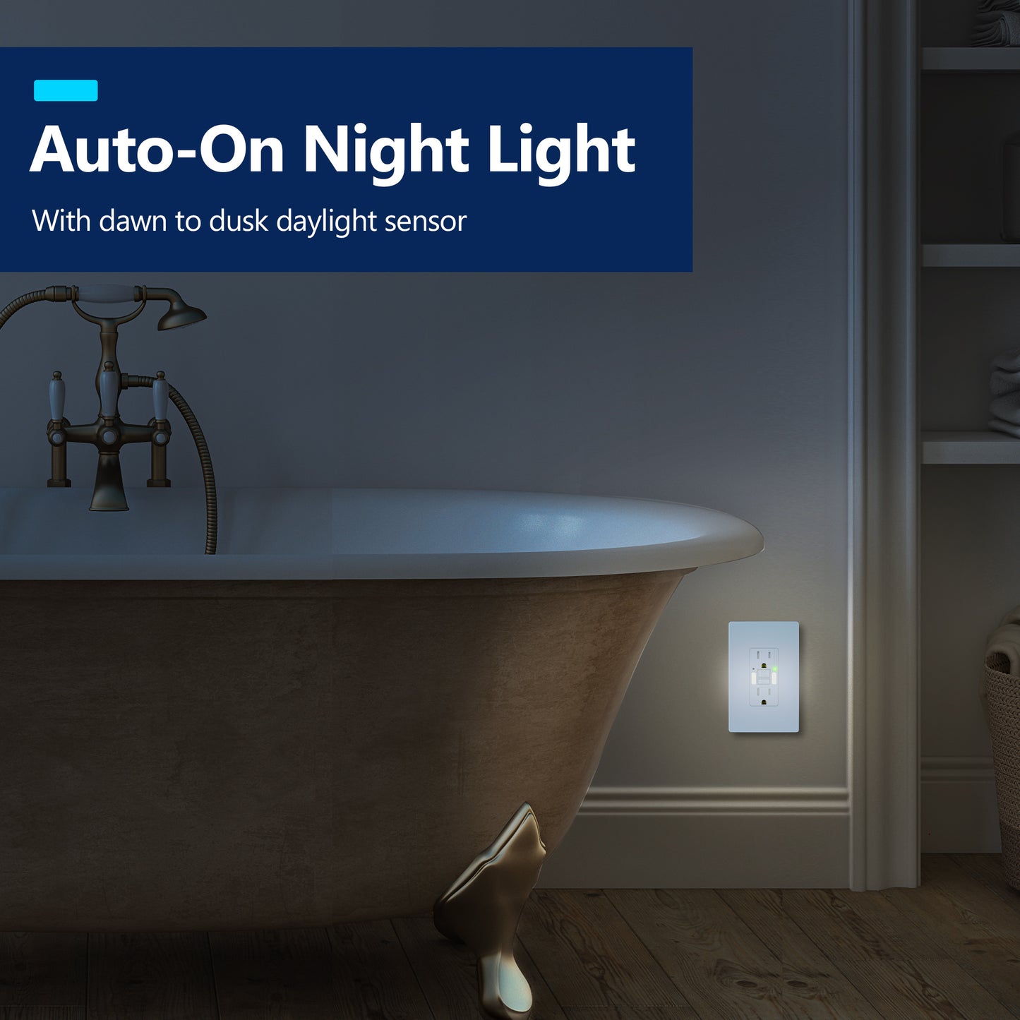 Self-Test GFCI Outlet with LED Night Light