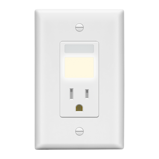 15A Receptacle with PIR Motion Sensor and Guide Light, Tamper-Resistant, Wall Plate Included