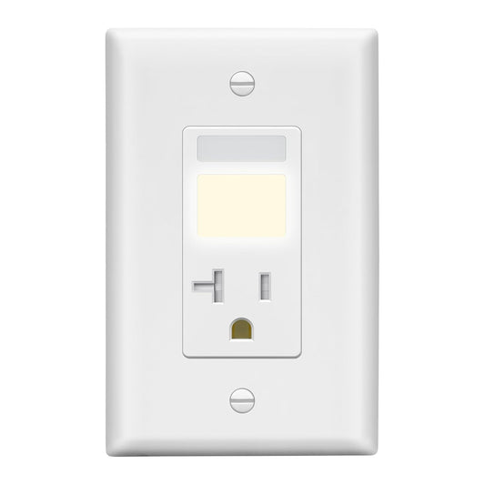 20A Receptacle with PIR Motion Sensor and Guide Light, Tamper-Resistant, Wall Plate Included