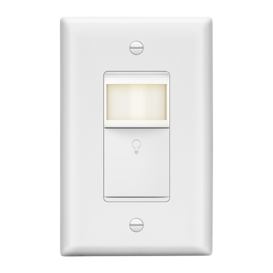 PIR Motion Sensor Switch with LED Guide Light, Ground Required, UL Listed, Wall Plate Included