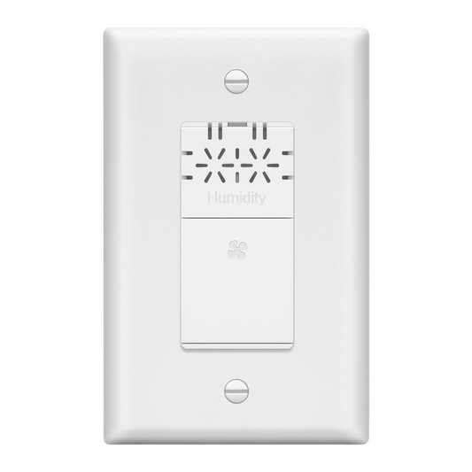 Humidity Sensor Switch, Air Circulator, No Neutral Required, Ground Required, Single-Pole, Wall Plate Included