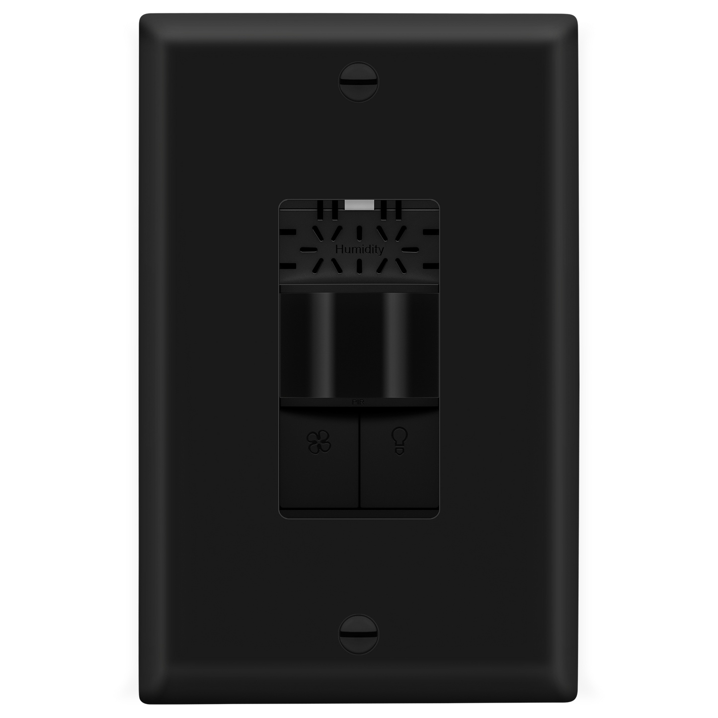 Dual Technology Humidity Sensor and Motion Sensor Light Switch, Fan and Light Control, PIR Sensor, Occupancy/Vacancy, Single-Pole, No Neutral Required, Ground Required, Wall Plate Included