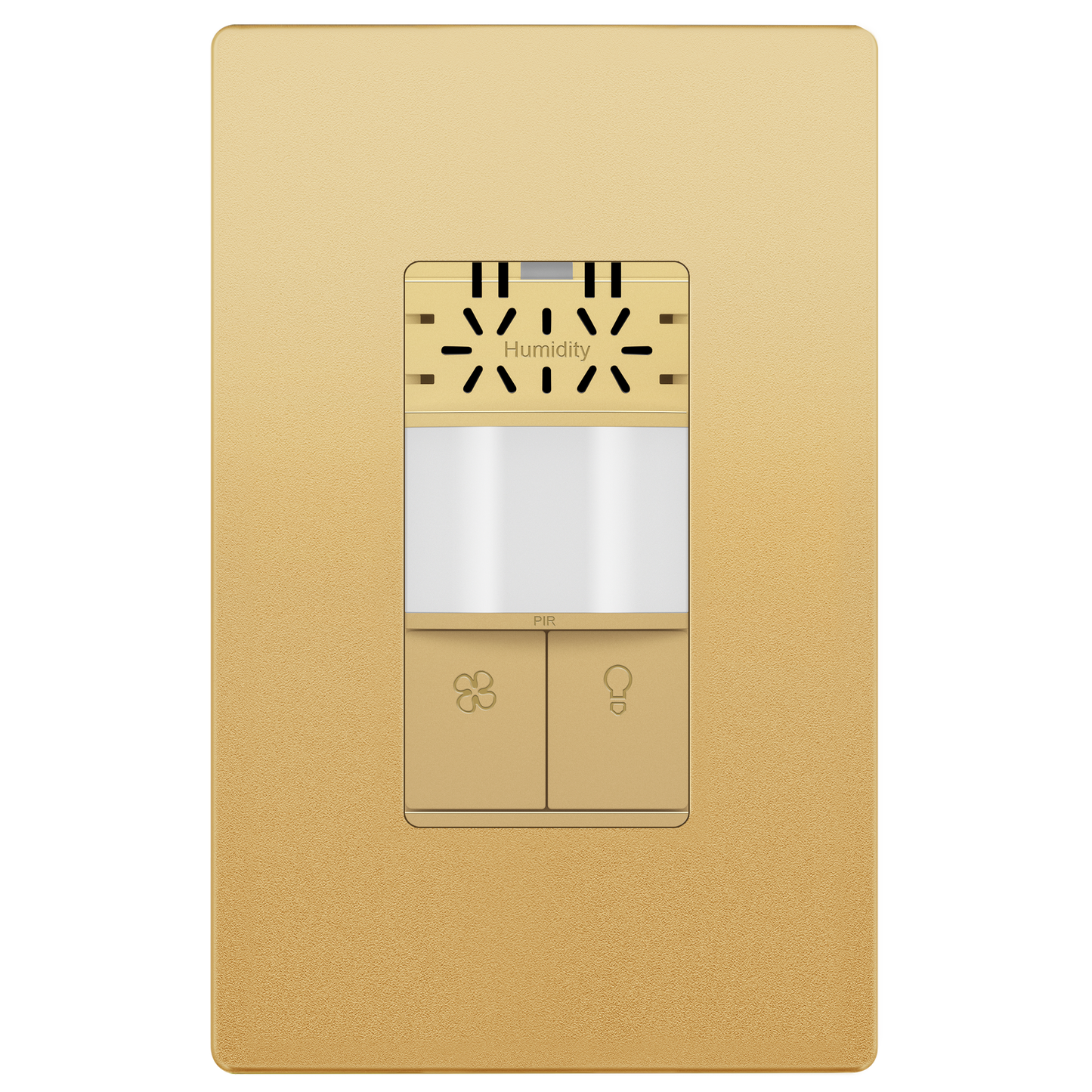 Dual Technology Humidity Sensor and Motion Sensor Light Switch, Fan and Light Control, PIR Sensor, Occupancy/Vacancy, Single-Pole, No Neutral Required, Ground Required, Wall Plate Included