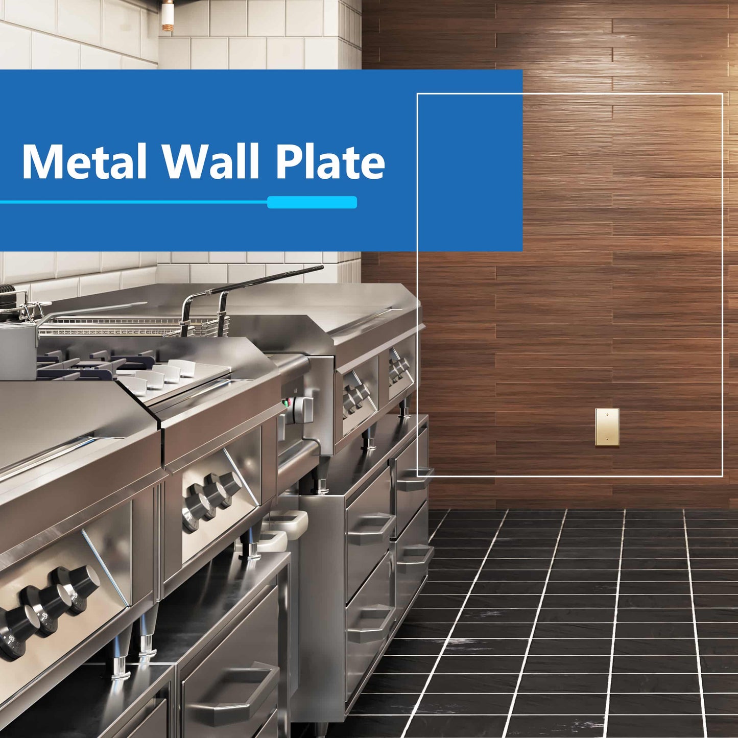 Blank Metal Wall Plate, Stainless Steel Blank Outlet Cover, Corrosion Resistant, 1-Gang, Mid-Size