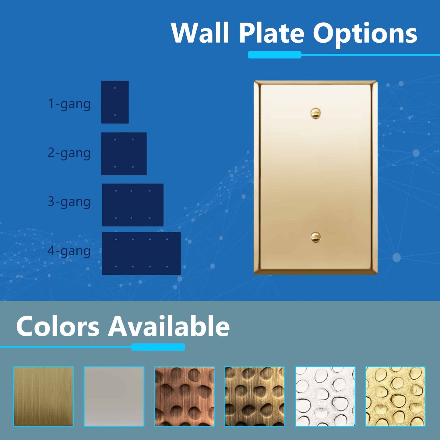 Blank Metal Wall Plate, Stainless Steel Blank Outlet Cover, Corrosion Resistant, 1-Gang, Mid-Size