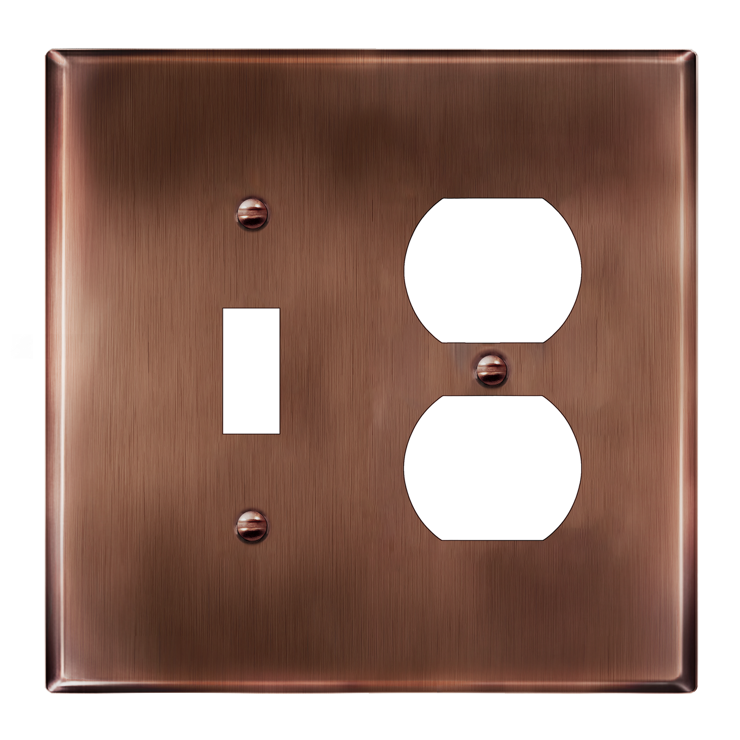 Combination Toggle Switch and Duplex Receptacle Metal Wall Plate, Corrosion Resistant, Stainless Steel, 2-Gang, Mid-Size