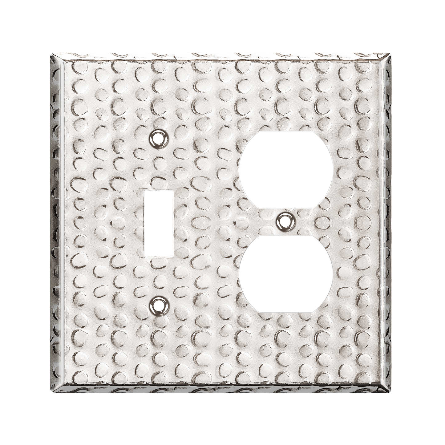 Combination Toggle Switch and Duplex Receptacle Metal Wall Plate, Corrosion Resistant, Stainless Steel, 2-Gang, Mid-Size