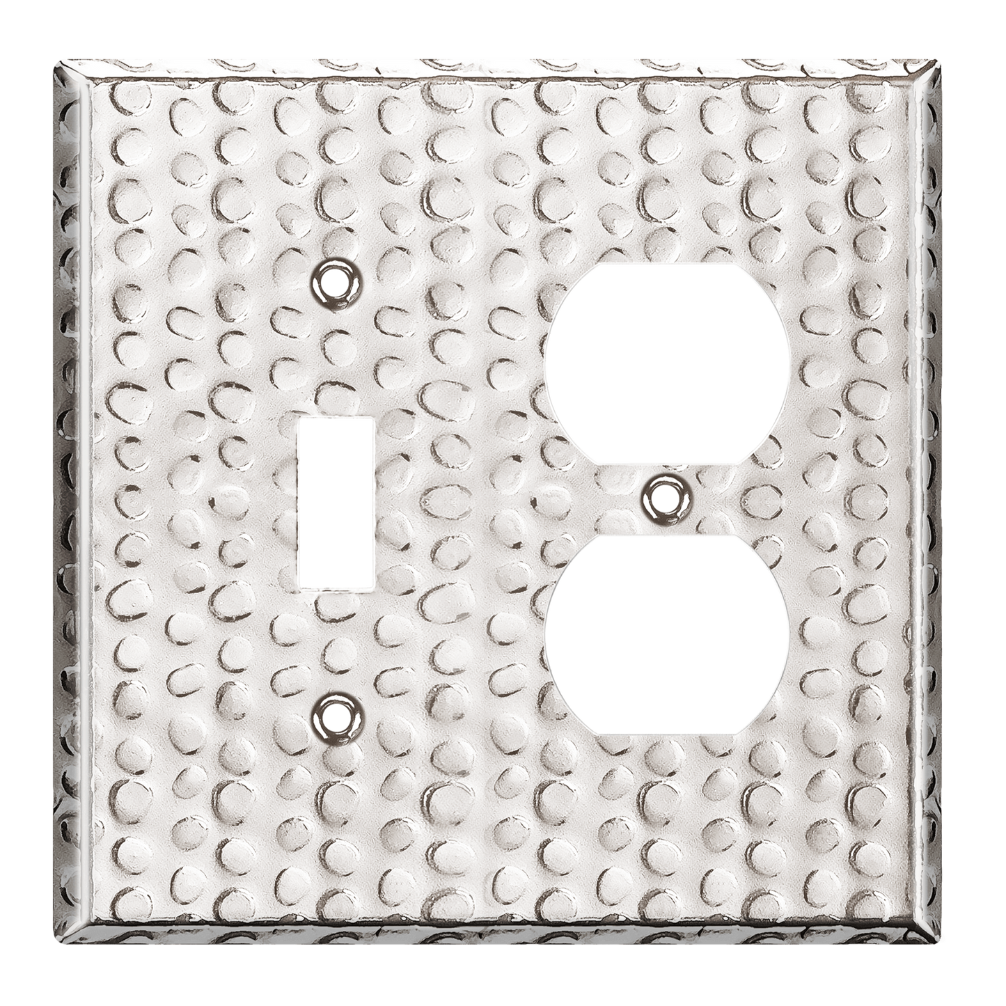 Combination Toggle Switch and Duplex Receptacle Metal Wall Plate, Corrosion Resistant, Stainless Steel, 2-Gang, Mid-Size