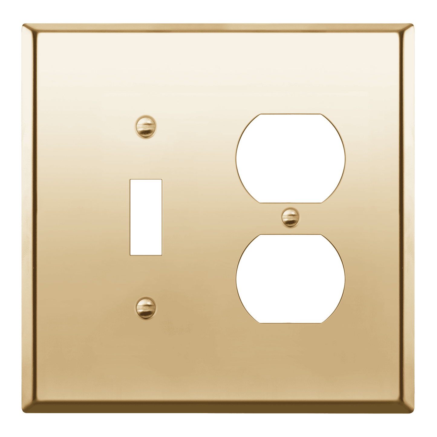 Combination Toggle Switch and Duplex Receptacle Metal Wall Plate, Corrosion Resistant, Stainless Steel, 2-Gang, Mid-Size