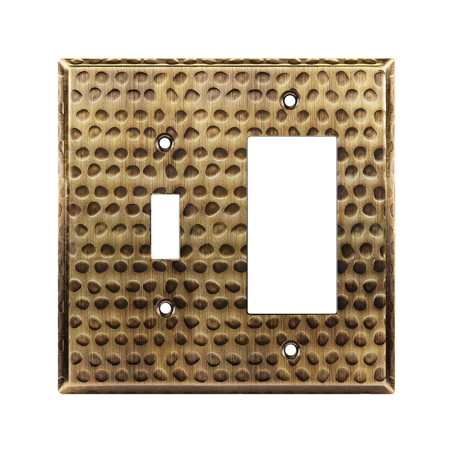 Combination Toggle Switch and Decorator Receptacle Metal Wall Plate, Corrosion Resistant, Stainless Steel, 2-Gang, Mid-Size