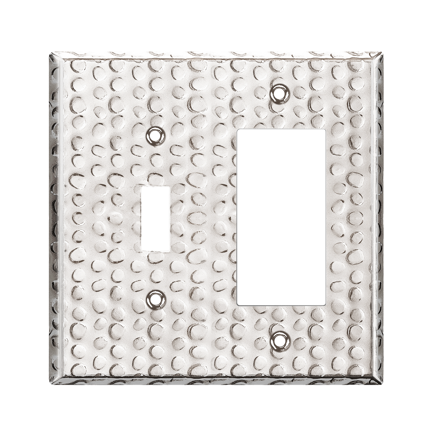 Combination Toggle Switch and Decorator Receptacle Metal Wall Plate, Corrosion Resistant, Stainless Steel, 2-Gang, Mid-Size
