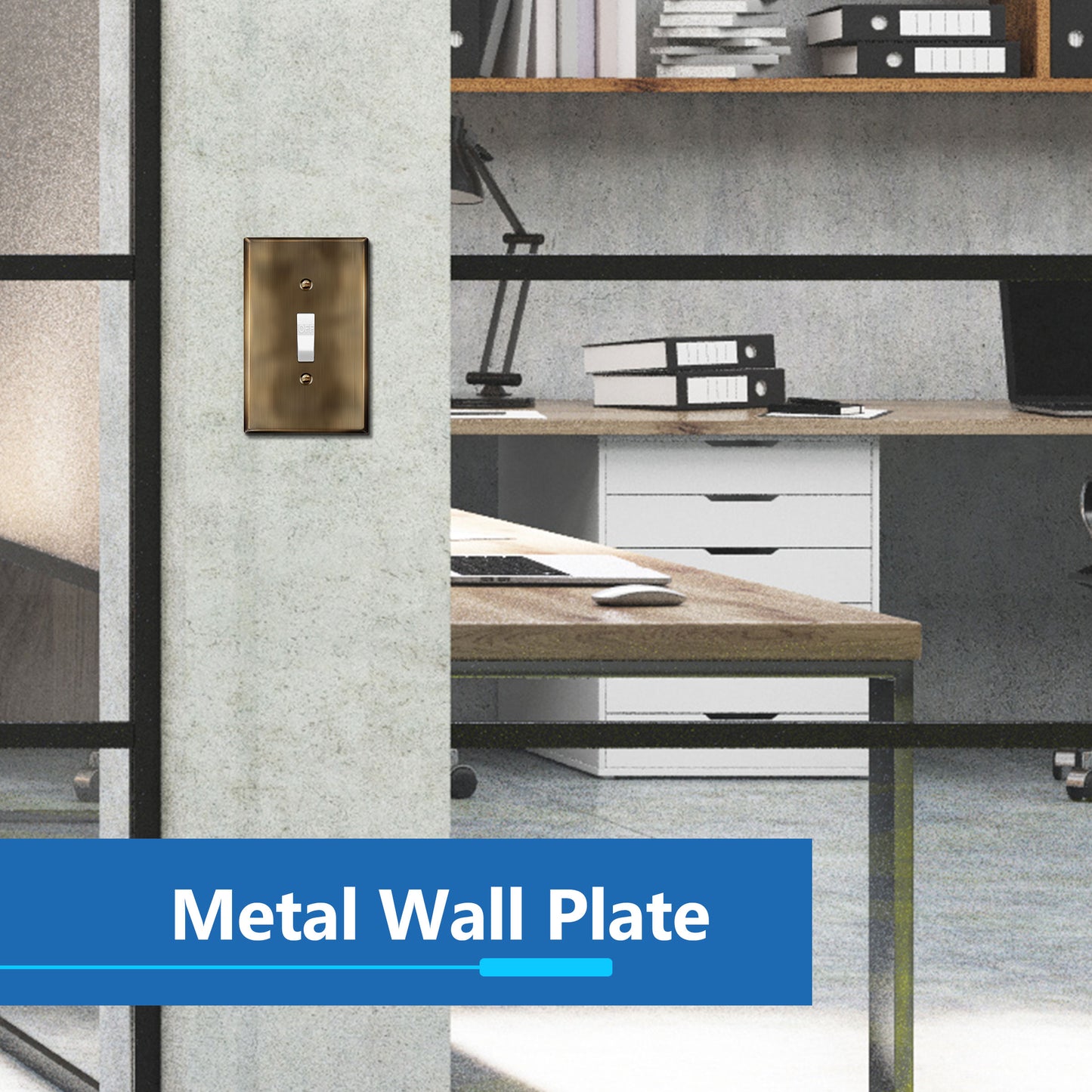 Toggle Light Switch Metal Wall Plate, Stainless Steel Switch Cover, Corrosion Resistant, 1-Gang, Mid-Size