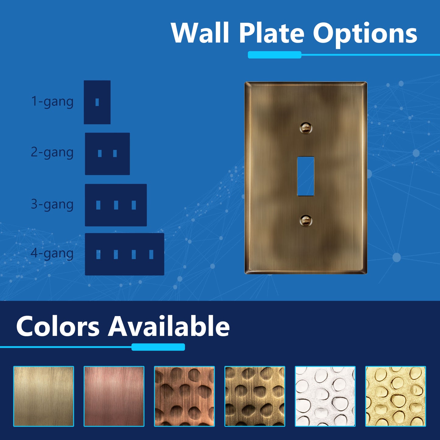 Toggle Light Switch Metal Wall Plate, Stainless Steel Switch Cover, Corrosion Resistant, 1-Gang, Mid-Size