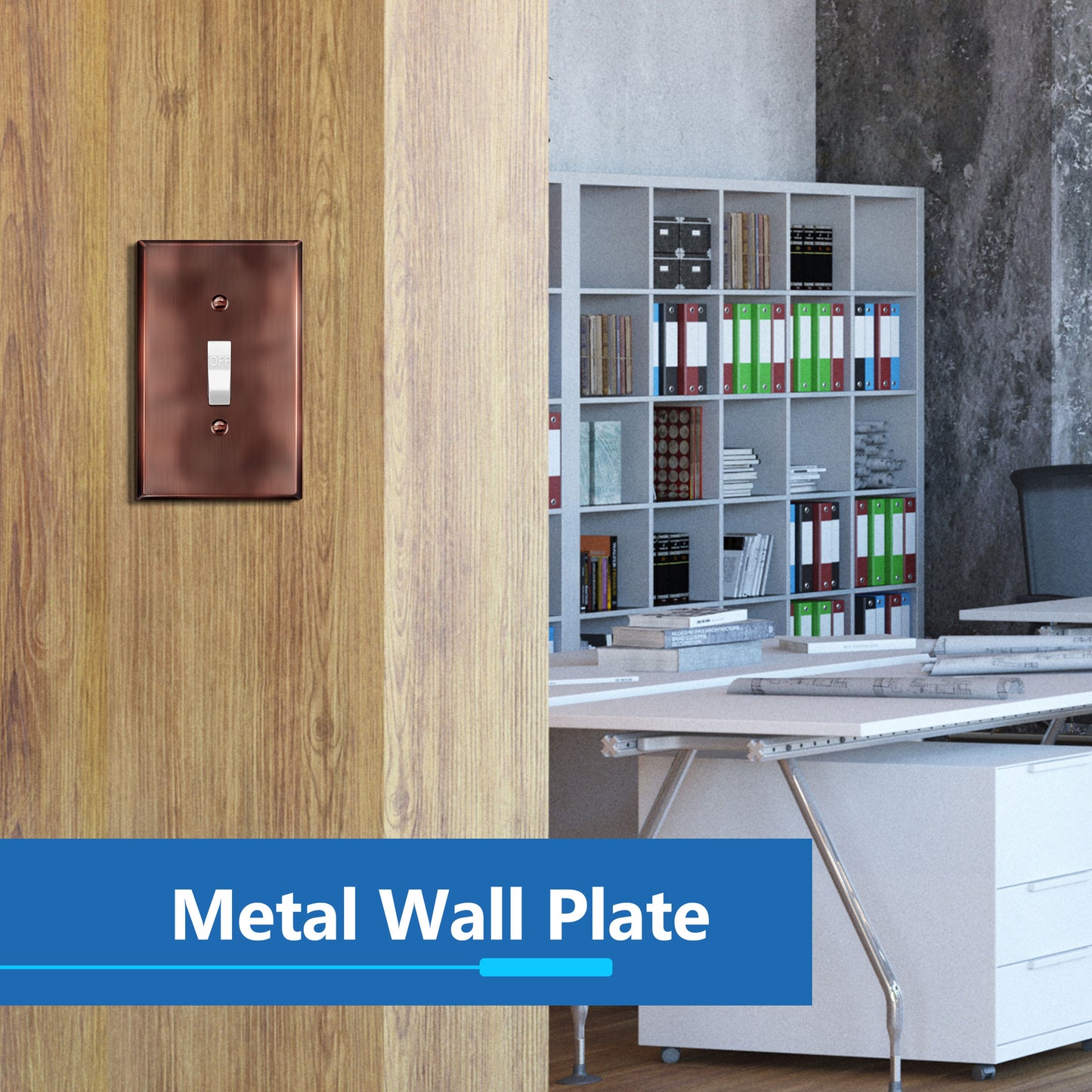 Toggle Light Switch Metal Wall Plate, Stainless Steel Switch Cover, Corrosion Resistant, 1-Gang, Mid-Size