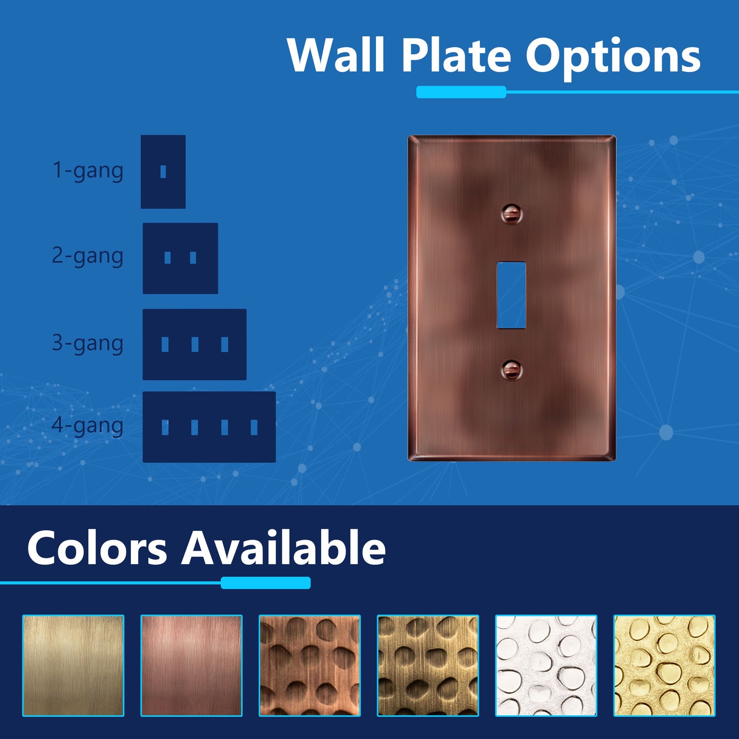 Toggle Light Switch Metal Wall Plate, Stainless Steel Switch Cover, Corrosion Resistant, 1-Gang, Mid-Size