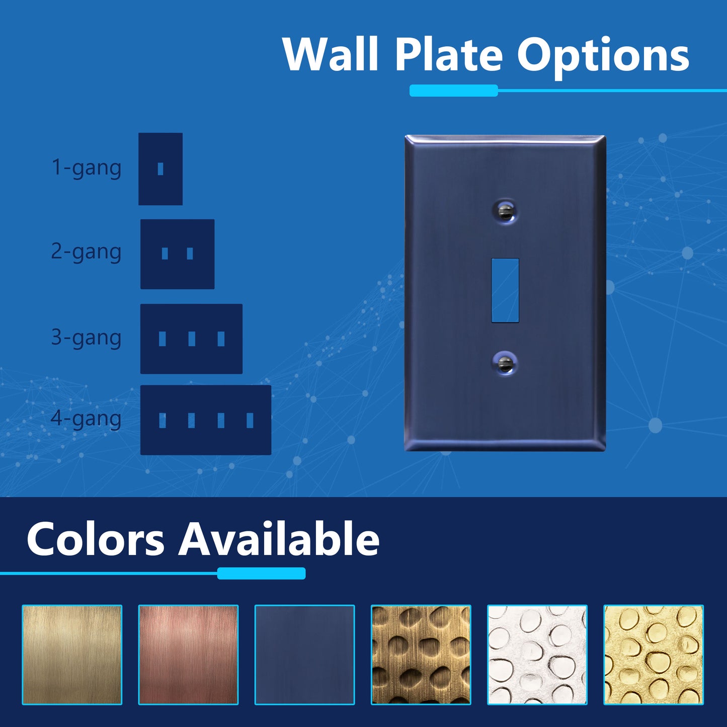 Toggle Light Switch Metal Wall Plate, Stainless Steel Switch Cover, Corrosion Resistant, 1-Gang, Mid-Size