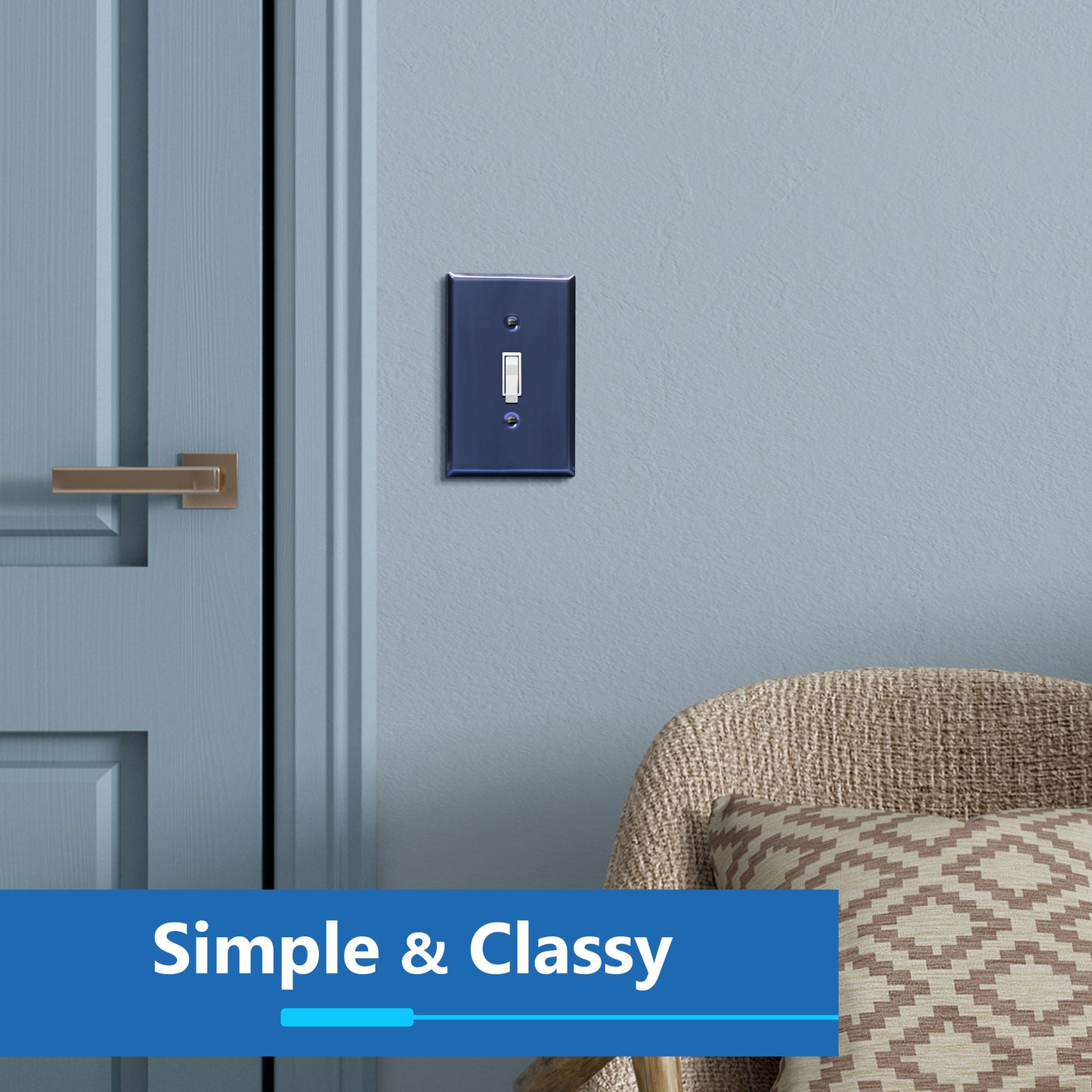 Toggle Light Switch Metal Wall Plate, Stainless Steel Switch Cover, Corrosion Resistant, 1-Gang, Mid-Size