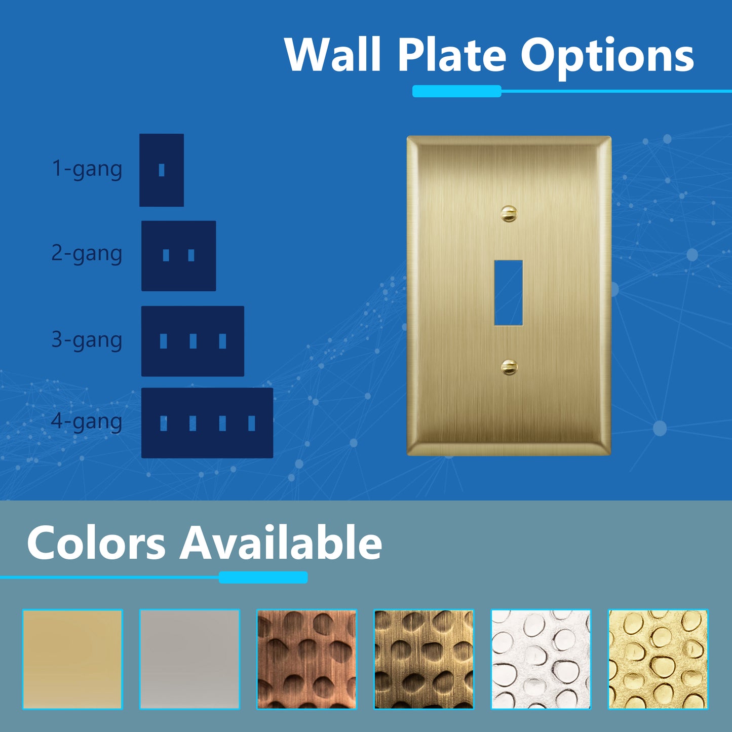Toggle Light Switch Metal Wall Plate, Stainless Steel Switch Cover, Corrosion Resistant, 1-Gang, Mid-Size