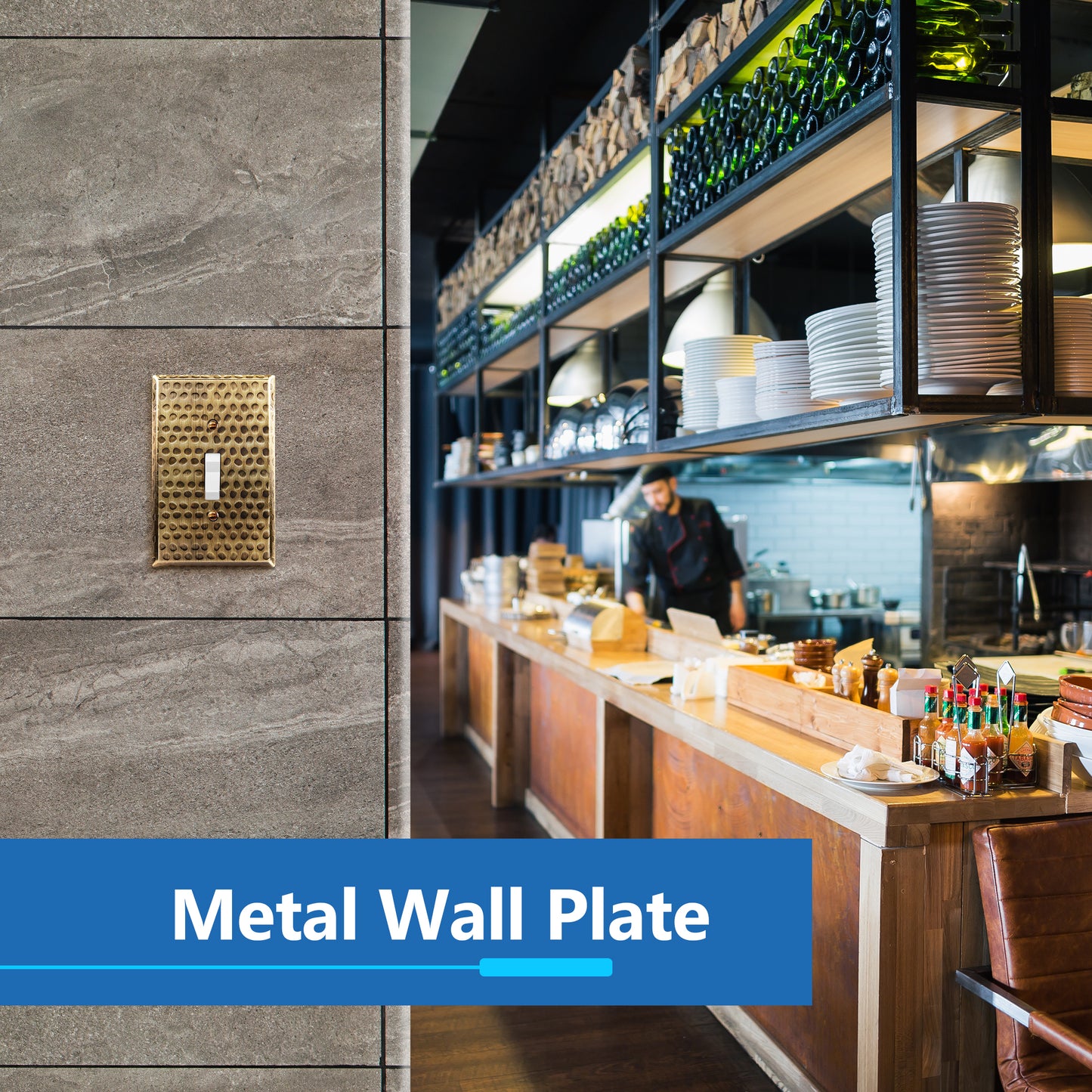 Toggle Light Switch Metal Wall Plate, Stainless Steel Switch Cover, Corrosion Resistant, 1-Gang, Mid-Size