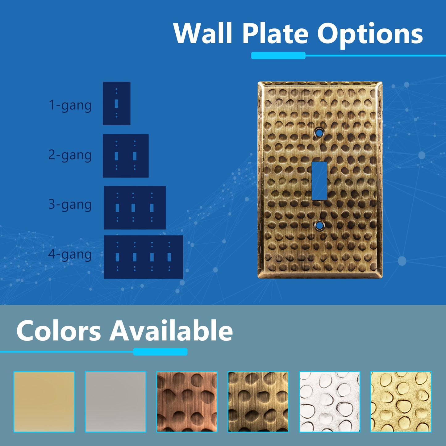 Toggle Light Switch Metal Wall Plate, Stainless Steel Switch Cover, Corrosion Resistant, 1-Gang, Mid-Size