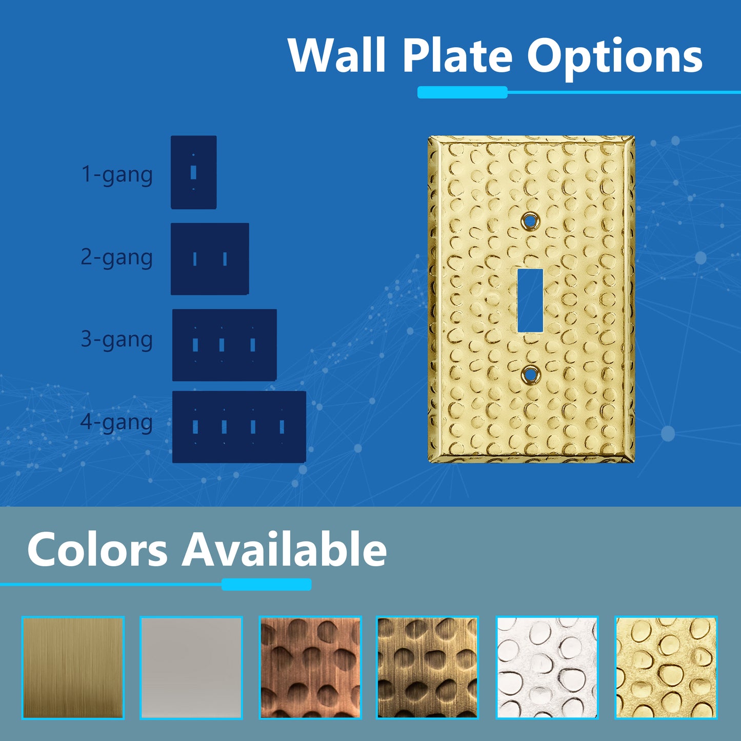 Toggle Light Switch Metal Wall Plate, Stainless Steel Switch Cover, Corrosion Resistant, 1-Gang, Mid-Size