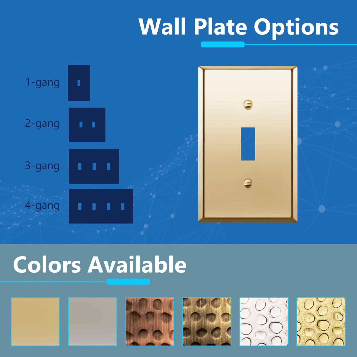 Toggle Light Switch Metal Wall Plate, Stainless Steel Switch Cover, Corrosion Resistant, 1-Gang, Mid-Size