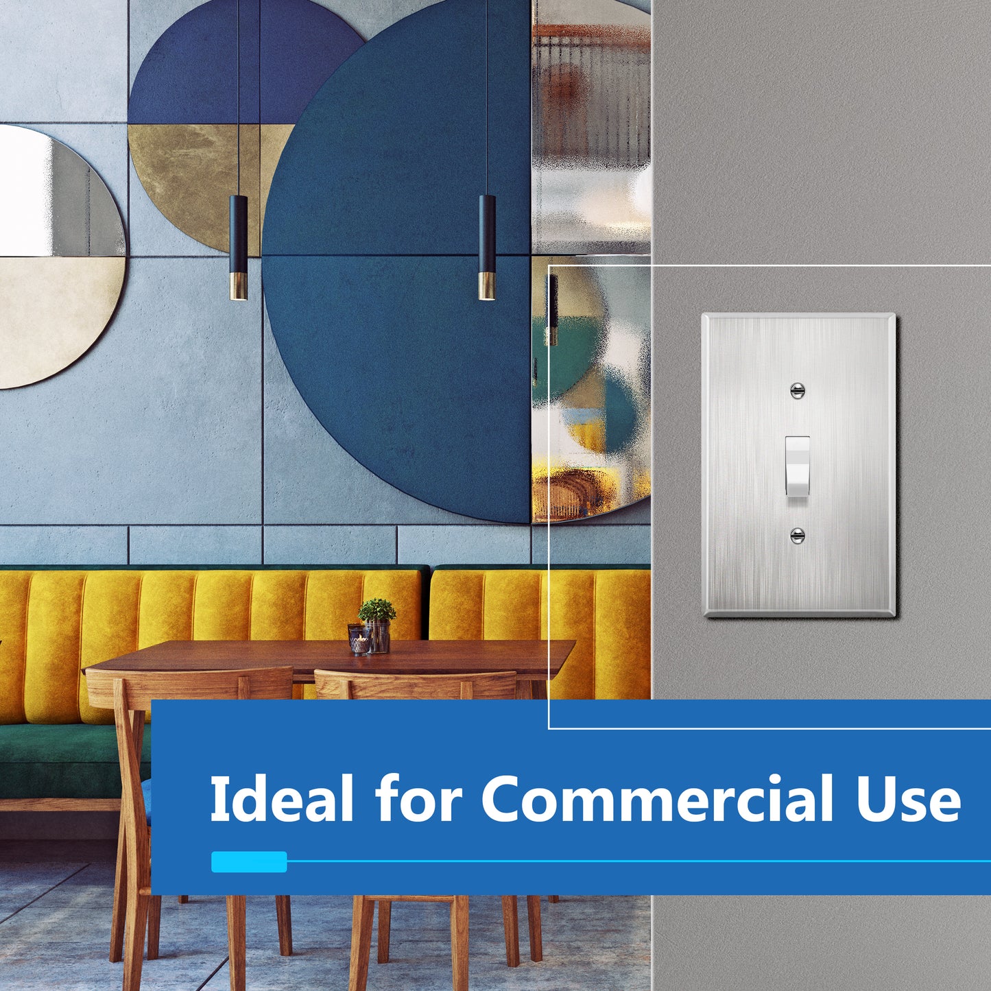 Toggle Light Switch Metal Wall Plate, Stainless Steel Switch Cover, Corrosion Resistant, 1-Gang, Mid-Size