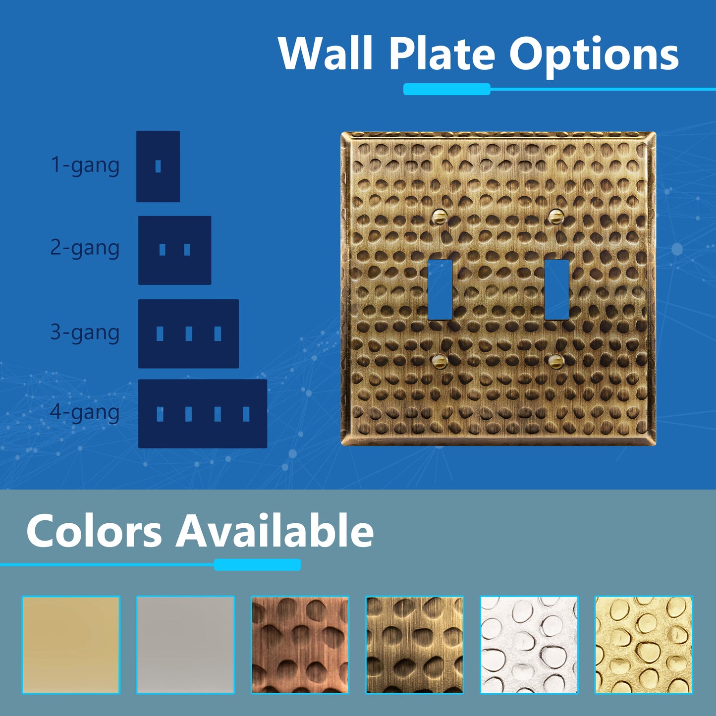 Toggle Light Switch Metal Wall Plate, Stainless Steel Switch Cover, Corrosion Resistant, 2-Gang, Mid-Size