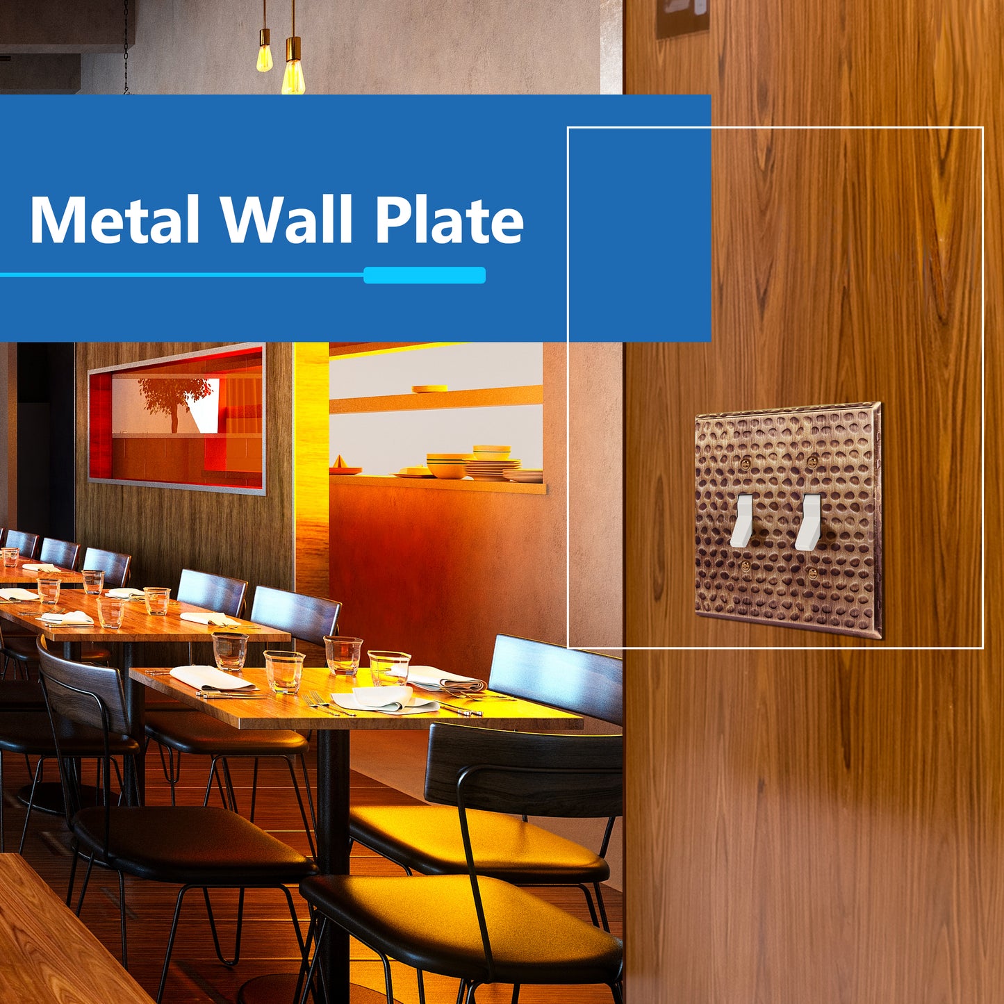 Toggle Light Switch Metal Wall Plate, Stainless Steel Switch Cover, Corrosion Resistant, 2-Gang, Mid-Size