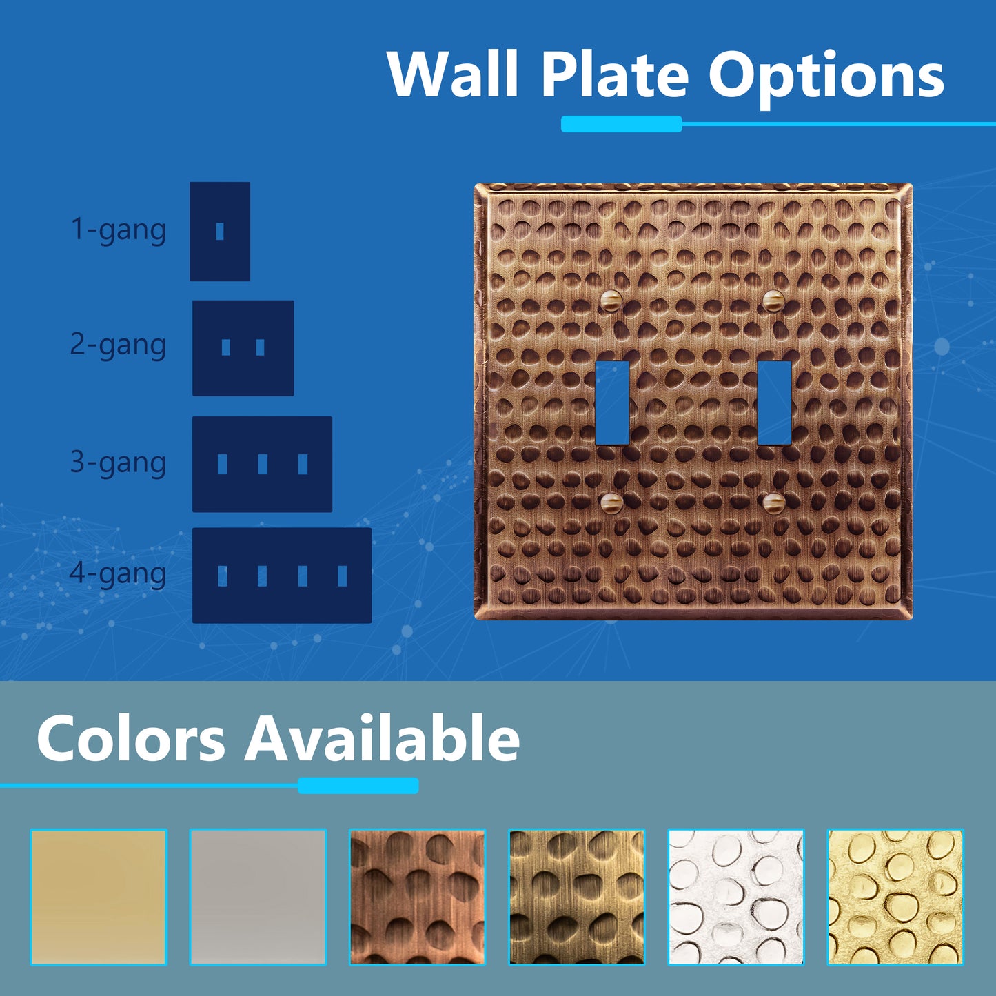 Toggle Light Switch Metal Wall Plate, Stainless Steel Switch Cover, Corrosion Resistant, 2-Gang, Mid-Size