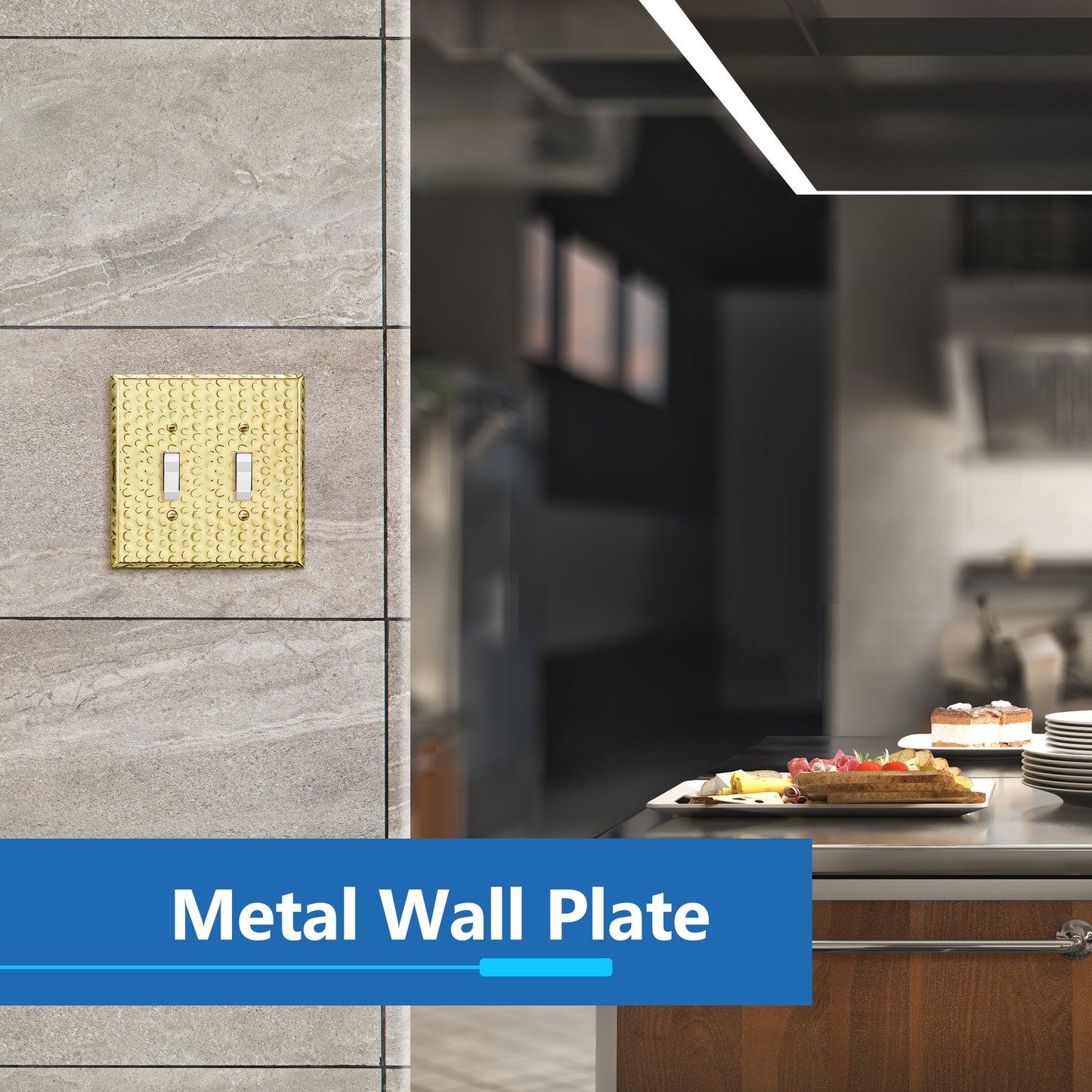 Toggle Light Switch Metal Wall Plate, Stainless Steel Switch Cover, Corrosion Resistant, 2-Gang, Mid-Size