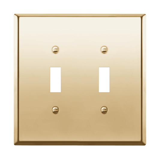 Toggle Light Switch Metal Wall Plate, Stainless Steel Switch Cover, Corrosion Resistant, 2-Gang, Mid-Size