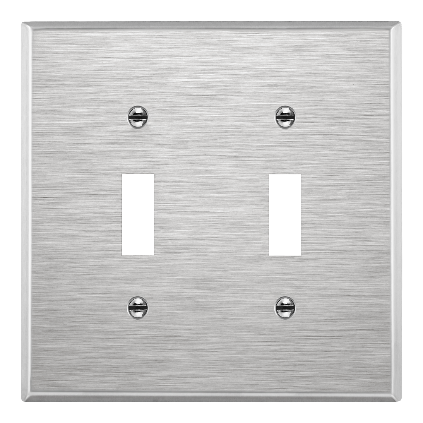 Toggle Light Switch Metal Wall Plate, Stainless Steel Switch Cover, Corrosion Resistant, 2-Gang, Mid-Size